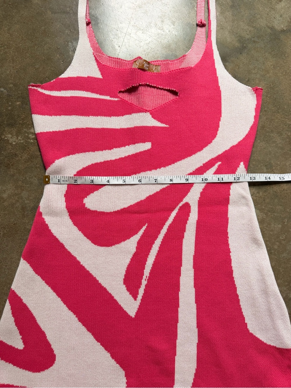 Pink Abstract Swirl Knit Mini Dress Y2K Barbiecore M (S Fit) Retro - Picture 8 of 9